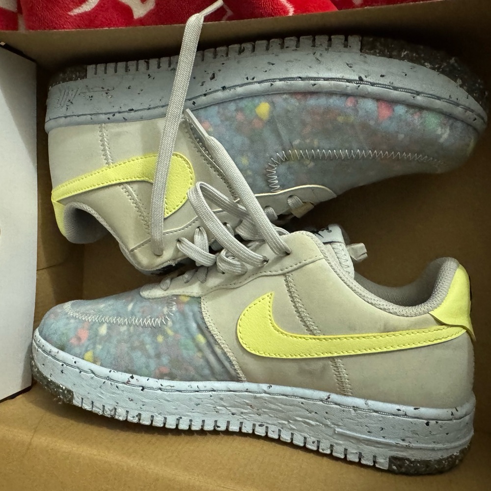 Air Force Nike Light Gray and Yellow Sneakers
